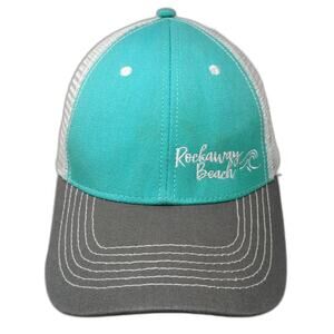 Mountain Rockaway Beach Trucker Hat Blue Gray White One Size Mesh Snapback Wave